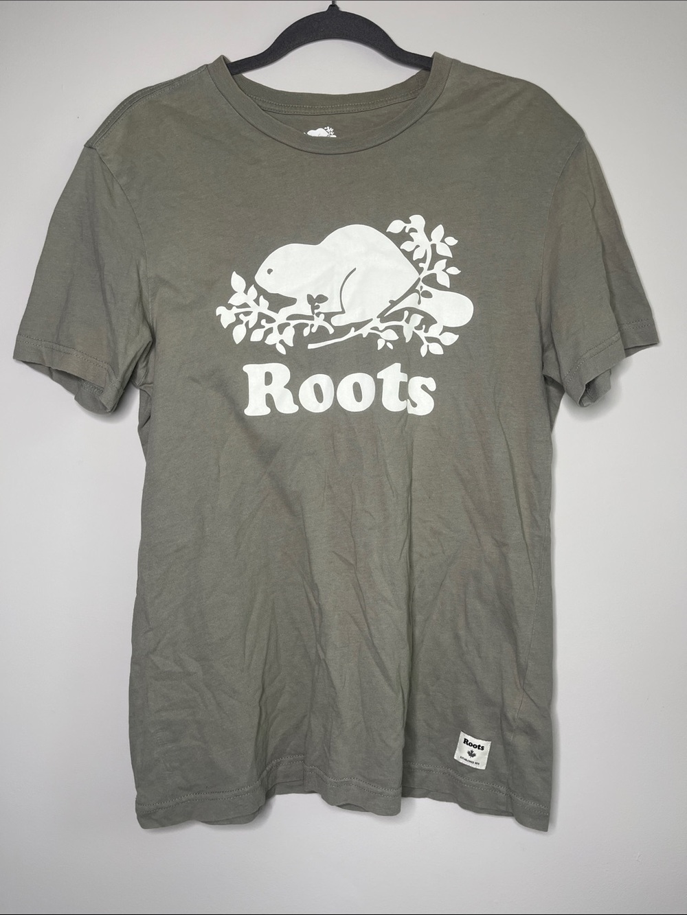 Roots Olive T-Shirt with White Beaver Logo